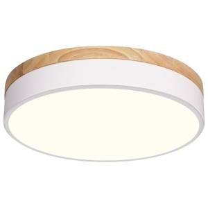 Dimmable Modern Wood Ceiling Light, White LED 5CCT 2700K-6000K Flush Mount Ceiling Lighting Fixture, Round Light Fixtures for Kitchen Entryway Hallway Bedroom Laundry Room-11.8in