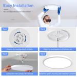 hunhun 16 Inch Dimmable LED Flush Mount Ceiling Light 4800LM Round Light Fixture 5 Color Temperature Selectable Super Slim Large Flat Ceiling Lamp for Living Dining Room White