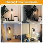 Set of 2 Industrial Table Lamps with 2 USB Port, Fully Stepless Dimmable Bedside Lamps for bedrooms, Nightstand Desk Lamps with Seeded Glass Shade for Reading Living Room Office 2 LED Bulb Included