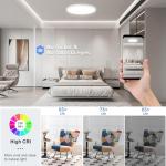hunhun 16 Inch Dimmable LED Flush Mount Ceiling Light 4800LM Round Light Fixture 5 Color Temperature Selectable Super Slim Large Flat Ceiling Lamp for Living Dining Room White