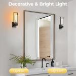 CINOTON Black Wall Sconces Set of 2, 15" Matte Black Wall Mounted Lamp, Hardwired Wall Sconces Vintage Vanity Light Fixtures with Clear Glass, Wall Lights for Living Room, Hallway, Bedroom, Bathroom