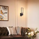 CINOTON Black Wall Sconces Set of 2, 15" Matte Black Wall Mounted Lamp, Hardwired Wall Sconces Vintage Vanity Light Fixtures with Clear Glass, Wall Lights for Living Room, Hallway, Bedroom, Bathroom