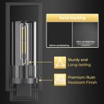 CINOTON Black Wall Sconces Set of 2, 15" Matte Black Wall Mounted Lamp, Hardwired Wall Sconces Vintage Vanity Light Fixtures with Clear Glass, Wall Lights for Living Room, Hallway, Bedroom, Bathroom