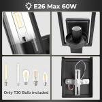 CINOTON Black Wall Sconces Set of 2, 15" Matte Black Wall Mounted Lamp, Hardwired Wall Sconces Vintage Vanity Light Fixtures with Clear Glass, Wall Lights for Living Room, Hallway, Bedroom, Bathroom