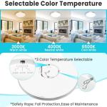 libtit 12 inch Flush Mount LED Ceiling Light Fixture, 3000K 4000K 6500K Adjustable, 28W 3200lm Brushed Nickel Satin Round Ceiling Lamp for Bathroom Hallway Kitchen Bedroom, 2 Pack