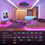 BLNAN RGB Led Flush Mount Ceiling Light with Remote Control, 13Inch 24W 2400LM 3000K-6500K Dimmable Color Changing Wired Light Fixture, Colorful for Bedroom Kids Room Party Festival, Black