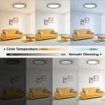 BLNAN RGB Led Flush Mount Ceiling Light with Remote Control, 13Inch 24W 2400LM 3000K-6500K Dimmable Color Changing Wired Light Fixture, Colorful for Bedroom Kids Room Party Festival, Black