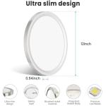 libtit 12 inch Flush Mount LED Ceiling Light Fixture, 3000K 4000K 6500K Adjustable, 28W 3200lm Brushed Nickel Satin Round Ceiling Lamp for Bathroom Hallway Kitchen Bedroom, 2 Pack