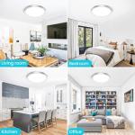 libtit 12 inch Flush Mount LED Ceiling Light Fixture, 3000K 4000K 6500K Adjustable, 28W 3200lm Brushed Nickel Satin Round Ceiling Lamp for Bathroom Hallway Kitchen Bedroom, 2 Pack