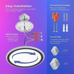 BLNAN RGB Led Flush Mount Ceiling Light with Remote Control, 13Inch 24W 2400LM 3000K-6500K Dimmable Color Changing Wired Light Fixture, Colorful for Bedroom Kids Room Party Festival, Black