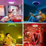 BLNAN RGB Led Flush Mount Ceiling Light with Remote Control, 13Inch 24W 2400LM 3000K-6500K Dimmable Color Changing Wired Light Fixture, Colorful for Bedroom Kids Room Party Festival, Black