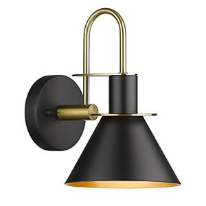 Modern 1 Light Bathroom Vanity Light Fixture, HWH Industrial Wall Sconce Lamp for Indoor Outdoor, Black Gold Finish Wall Light for Bedroom, Kitchen Sink, Above Mirror, 5HZG56B BK+BG