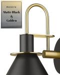 Modern 1 Light Bathroom Vanity Light Fixture, HWH Industrial Wall Sconce Lamp for Indoor Outdoor, Black Gold Finish Wall Light for Bedroom, Kitchen Sink, Above Mirror, 5HZG56B BK+BG