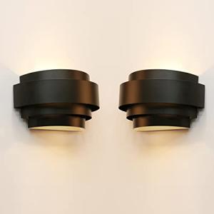 LightInTheBox Modern Wall Light, Black Indoor Wall Light Metal Wall Sconce for Home Theater, Staircase, Basement, Bedroom (2PCS)