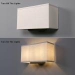 Yosoan Linen Boho Wall Sconce Stairwell Fixture Light, 2-Light Indoor Hardwired Vanity Dual Vintage Industrial Bedside Sconce Wall Mount Lighting Square Fabric Shade for Hallway Kitchen Living Room