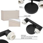 Yosoan Linen Boho Wall Sconce Stairwell Fixture Light, 2-Light Indoor Hardwired Vanity Dual Vintage Industrial Bedside Sconce Wall Mount Lighting Square Fabric Shade for Hallway Kitchen Living Room