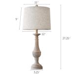 PoKat 27.25'' Table Lamp for Living Room with 2 USB Ports - Bedside Lamps for Night Stands, Farmhosue Nightstand Light Lamp, Mid Century Tall Lamp for Bedroom, Living Room, End Table, Distressed White