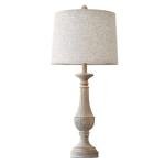 PoKat 27.25'' Table Lamp for Living Room with 2 USB Ports - Bedside Lamps for Night Stands, Farmhosue Nightstand Light Lamp, Mid Century Tall Lamp for Bedroom, Living Room, End Table, Distressed White