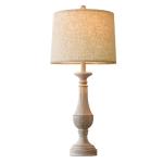 PoKat 27.25'' Table Lamp for Living Room with 2 USB Ports - Bedside Lamps for Night Stands, Farmhosue Nightstand Light Lamp, Mid Century Tall Lamp for Bedroom, Living Room, End Table, Distressed White