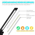 JOSTIC LED Desk Lamp with Wireless Charger, USB Charging Port, 10 Brightness, 5 Color Modes, Desk Lamps for Home Office, Dimmable Table Lamp Eye Caring Reading Light, Touch Control, Auto Timer, Black