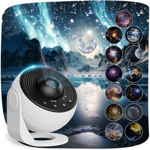 Planetarium Projector Pro for Bedroom, 13 in 1 Star Projector Galaxy Light, Ceiling Night Light Milky Way Mood Lighting with Timer, LED Space Galaxy Lamp Bedroom Room Decor for Adults Kids - White