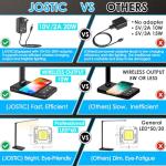 JOSTIC LED Desk Lamp with Wireless Charger, USB Charging Port, 10 Brightness, 5 Color Modes, Desk Lamps for Home Office, Dimmable Table Lamp Eye Caring Reading Light, Touch Control, Auto Timer, Black