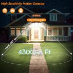 HGGH Motion Sensor Outdoor Lights – Flood Lights Outdoor Security Light, LED Floodlights IP65 Waterproof 6500K 60W 6200LM with 3 Adjustable Heads, Exterior Light for House, Backyard, Porch
