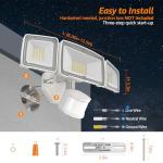 HGGH Motion Sensor Outdoor Lights – Flood Lights Outdoor Security Light, LED Floodlights IP65 Waterproof 6500K 60W 6200LM with 3 Adjustable Heads, Exterior Light for House, Backyard, Porch