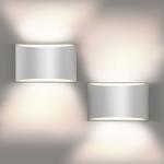 REIKOT Wall Sconces Set of Two | Modern LED Indoor Wall Lights,Up and Down Wall Mount Light,Aluminum,Hardwired,Dimmable, Warm White 3000K, 1400Lm