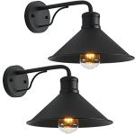 VICTOGATE 2 Pack Outdoor Wall Lights Wall Mount for House, Porch Light Fixtures, Matte Black Modern Farmhouse Wall Sconce, Classic Barn Lights Outdoor & Indoor-E26 Socket