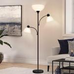 Luvkczc Floor Lamps for Living Room, 72" Tall Torchiere Floor Lamp with 8W Adjustable Reading Lights, Industrial Lamps for Living Room, Bedroom, Office, Black Tree Floor Lamp, 3 Bulbs Included