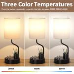 Bedside Table Lamps for Bedroom Set of 2 - Nightstand Light with AC Outlet and USB A & C for Charging, 3 Color Temperatures, Study Desk Lamp with Pen Holder & Phone Stand for Living Room/Dorm/Office