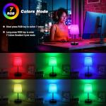 Ascher Small Bedside Table lamp Set of 2, RGB Color Changing Lamps, 3 Color Temperatures, Dimmable Nightstand Lamp with USB C+A Ports, Touch Desk Lamp for Bedroom Living Room, H11.4in(Flaxen Shade)