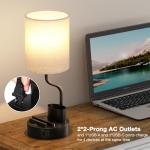 Bedside Table Lamps for Bedroom Set of 2 - Nightstand Light with AC Outlet and USB A & C for Charging, 3 Color Temperatures, Study Desk Lamp with Pen Holder & Phone Stand for Living Room/Dorm/Office