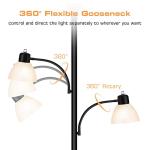 Luvkczc Floor Lamps for Living Room, 72" Tall Torchiere Floor Lamp with 8W Adjustable Reading Lights, Industrial Lamps for Living Room, Bedroom, Office, Black Tree Floor Lamp, 3 Bulbs Included