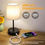 Ascher Small Bedside Table lamp Set of 2, RGB Color Changing Lamps, 3 Color Temperatures, Dimmable Nightstand Lamp with USB C+A Ports, Touch Desk Lamp for Bedroom Living Room, H11.4in(Flaxen Shade)