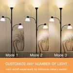 Luvkczc Floor Lamps for Living Room, 72" Tall Torchiere Floor Lamp with 8W Adjustable Reading Lights, Industrial Lamps for Living Room, Bedroom, Office, Black Tree Floor Lamp, 3 Bulbs Included