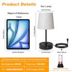 Ascher Small Bedside Table lamp Set of 2, RGB Color Changing Lamps, 3 Color Temperatures, Dimmable Nightstand Lamp with USB C+A Ports, Touch Desk Lamp for Bedroom Living Room, H11.4in(Flaxen Shade)