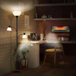 Luvkczc Floor Lamps for Living Room, 72" Tall Torchiere Floor Lamp with 8W Adjustable Reading Lights, Industrial Lamps for Living Room, Bedroom, Office, Black Tree Floor Lamp, 3 Bulbs Included