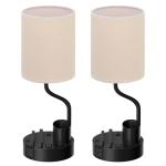 Bedside Table Lamps for Bedroom Set of 2 - Nightstand Light with AC Outlet and USB A & C for Charging, 3 Color Temperatures, Study Desk Lamp with Pen Holder & Phone Stand for Living Room/Dorm/Office