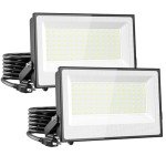 Onforu 100W Flood Lights Outdoor, 9000lm Bright LED Work Light with Plug, 6500K Daylight White LED Flood Lighting, IP66 Waterproof Security Lights Yard Lights for Yard Garage Stadium 2 Pack