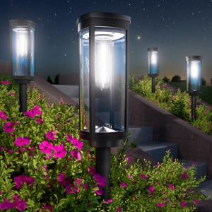 BITPOTT Bright Solar Pathway Lights Outdoor, 8 Pack Solar Garden Lights for Outside Waterproof IP65, Auto On/Off Outdoor Light for Yard Garden Lawn Walkway Driveway Landscape Lighting