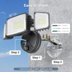 Onforu 100w Dusk to Dawn Outdoor Lighting,11000LM Led Outdoor Light from Dusk Till Dawn,Super Bright Flood Light,IP66 Waterproof Exterior Security Floodlight Fixture,3 Heads Photocell for Garage,Yard