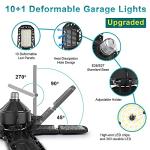 Nexillumi 2-Pack Led Garage Light 180W, 36000LM Garage Lights Ceiling LED with E26/E27 Medium Base, 6000K Deformable LED Shop Lights with 10+1 Adjustable Panels for Garage, Workshop, Attic, Basemen
