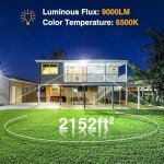 Onforu 100W Flood Lights Outdoor, 9000lm Bright LED Work Light with Plug, 6500K Daylight White LED Flood Lighting, IP66 Waterproof Security Lights Yard Lights for Yard Garage Stadium 2 Pack