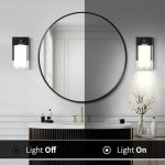 Wall Sconces Set of 2 Modern Vanity Lights with Double Clear Glass Shade Matte Black Indoor Farmhouse Wall Lights for Bathroom Living Room Bedroom Hallway Bulb E26 Base (Bulbs Not Included)
