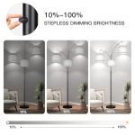 Dimmable Floor Lamp, 3 Lights Arc Floor Lamps for Living Room, Modern Tall Standing Tree Lamp with Gray Linen Shade & Heavy Base, Large Floor Lamp for Bedroom Office, 3x1000 LM LED Bulbs Included