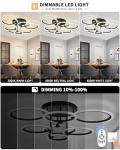 SEABLE Modern LED Ceiling Light 31.8" Dimmable Black Flush Mount Ceiling Light with Remote 7 Rings 130W 3000K-6500K Ceiling Lamp for Living Room,Bedroom,Kitchen