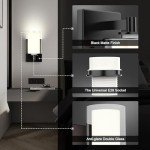 Wall Sconces Set of 2 Modern Vanity Lights with Double Clear Glass Shade Matte Black Indoor Farmhouse Wall Lights for Bathroom Living Room Bedroom Hallway Bulb E26 Base (Bulbs Not Included)
