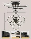 SEABLE Modern LED Ceiling Light 31.8" Dimmable Black Flush Mount Ceiling Light with Remote 7 Rings 130W 3000K-6500K Ceiling Lamp for Living Room,Bedroom,Kitchen